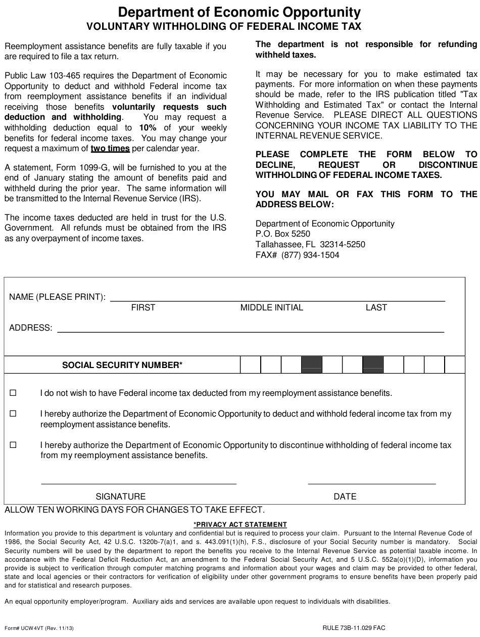 Form UCW4VT Download Printable PDF Or Fill Online