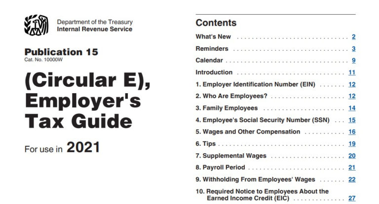 Circular E Employer's Tax Guide 2021 Pdf - Federal Withholding Tables 2021