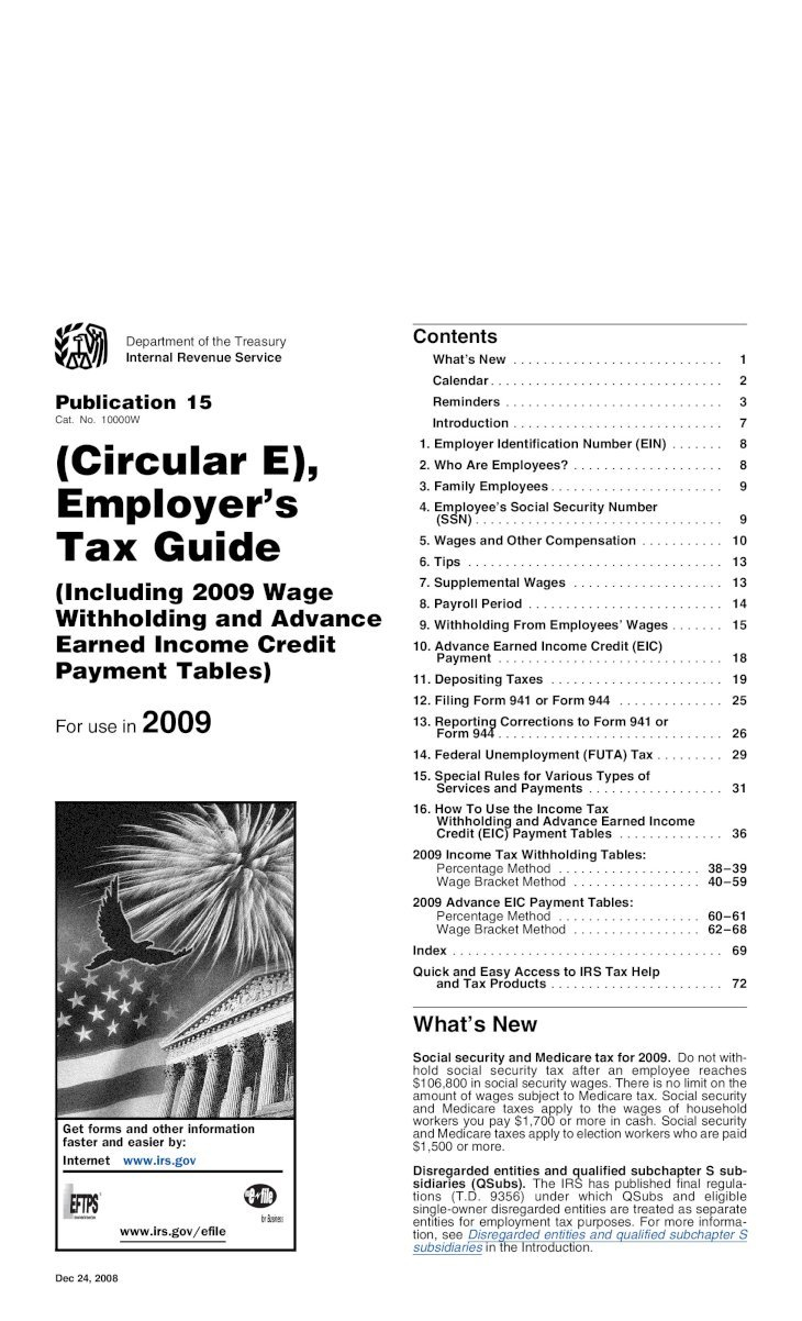 IRS Publication 15 2009 PDF Document